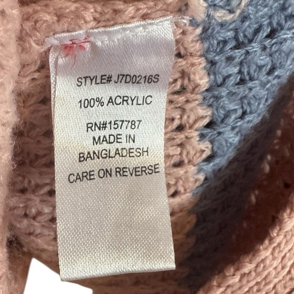FULL CIRCLE TRENDS Striped Pink and Blue Women's Cardigan M made in Bangladesh - Picture 6 of 6